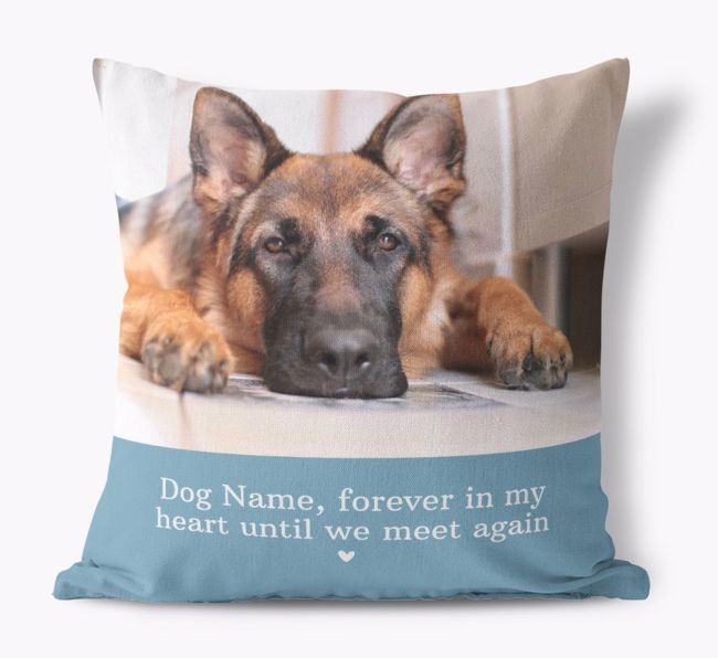 Until We Meet Again: Personalised {breedFullName} Photo Upload Cushion